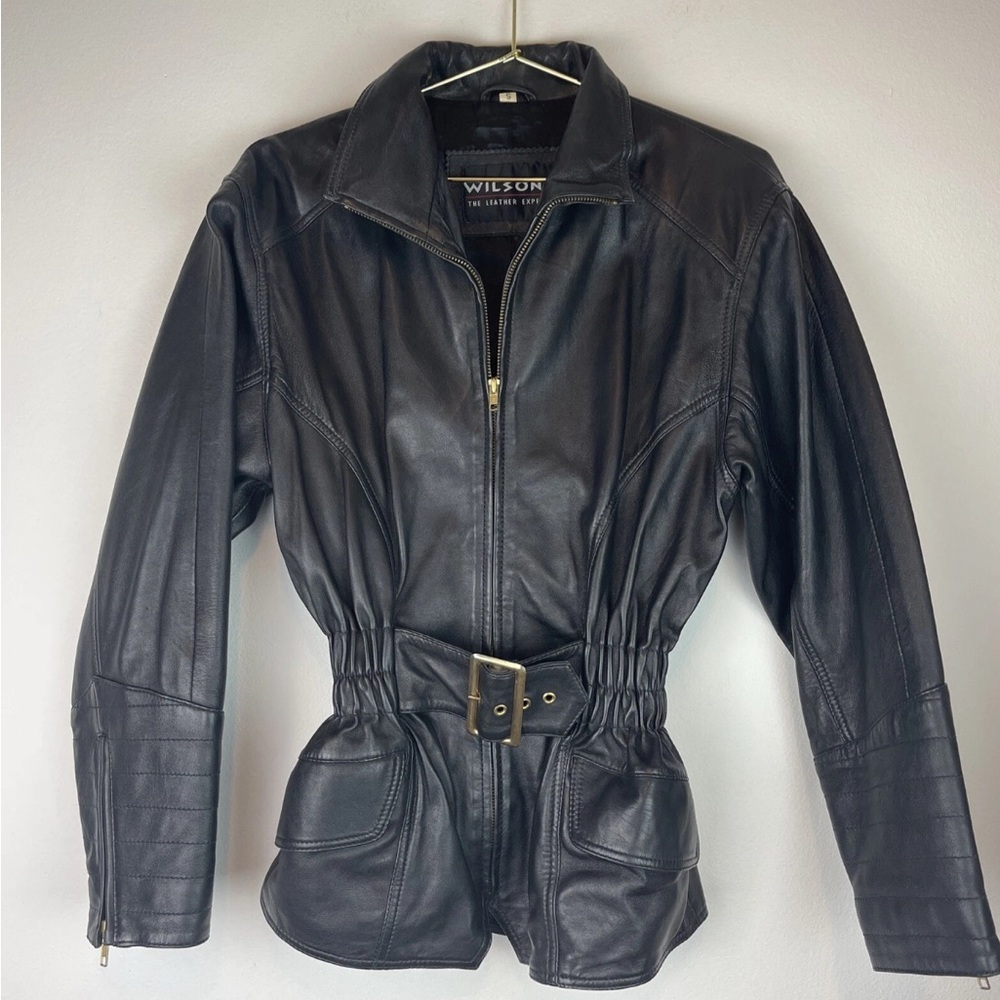 Wilson Women's Dark Leather Jacket with Belt